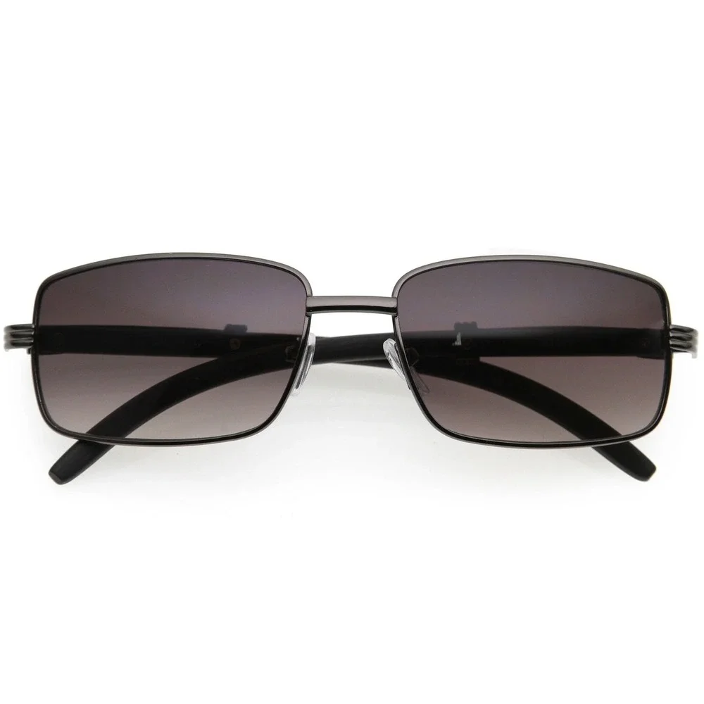 Gunmetal Square Sunglasses Gradient Smoke Lens Women Retro Metal Frame Eyewear‎
